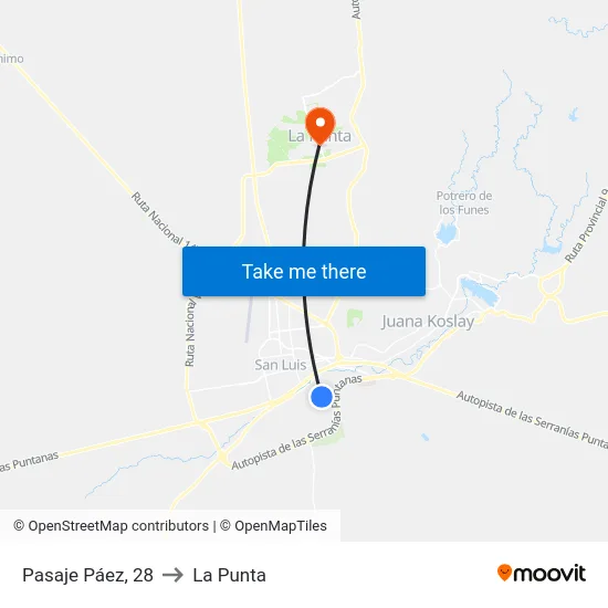 Pasaje Páez, 28 to La Punta map