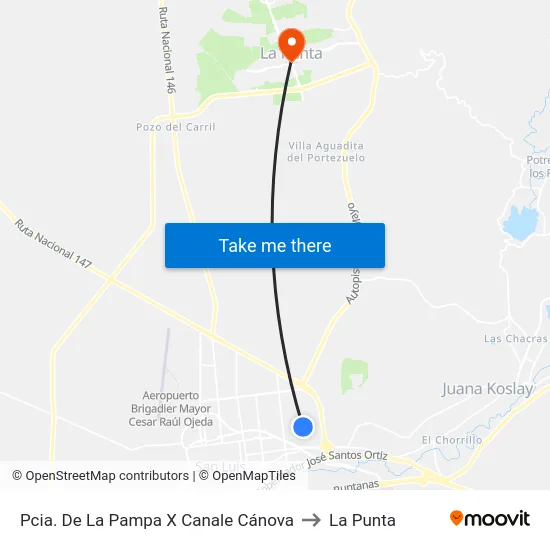 Pcia. De La Pampa X Canale Cánova to La Punta map