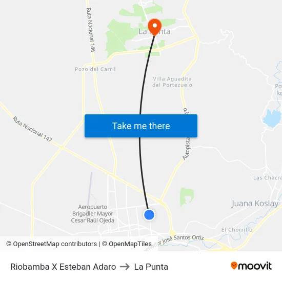 Riobamba X Esteban Adaro to La Punta map