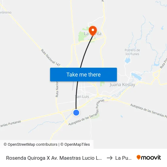 Rosenda Quiroga X Maestras L. Lucero to La Punta map