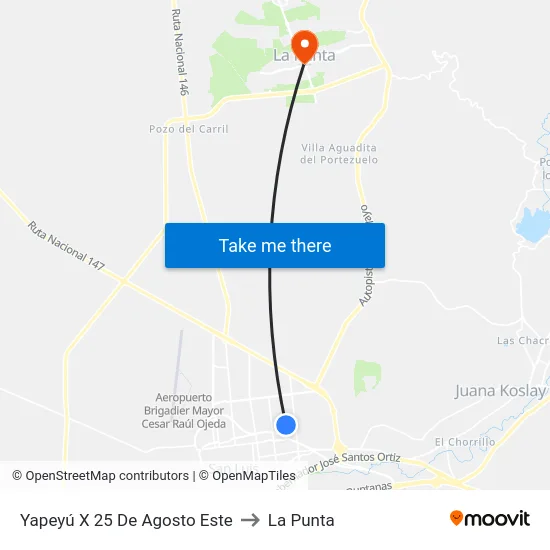 Yapeyú X 25 De Agosto to La Punta map