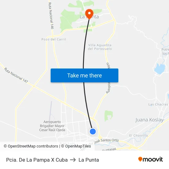 Pcia. De La Pampa X Cuba to La Punta map