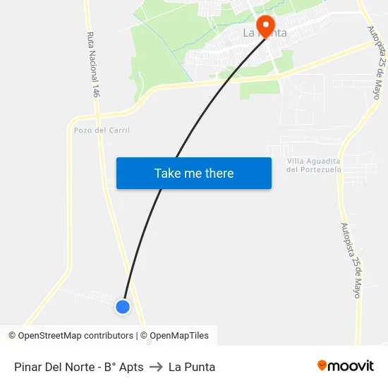 Pinar Del Norte - B° Apts to La Punta map