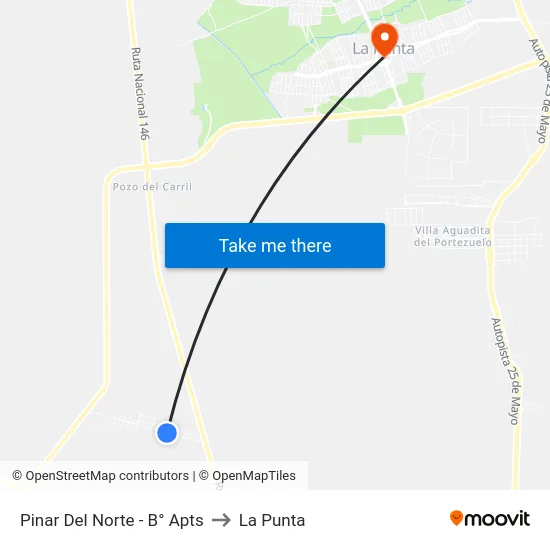Pinar Del Norte - B° Apts to La Punta map