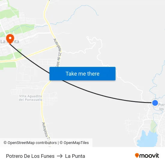 Potrero De Los Funes to La Punta map