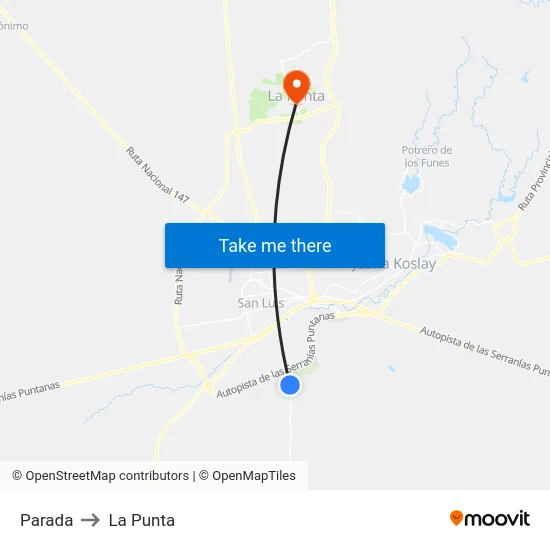 Parada to La Punta map