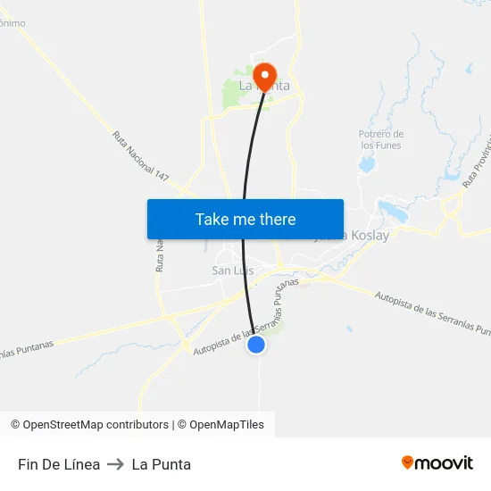 Fin De Línea to La Punta map