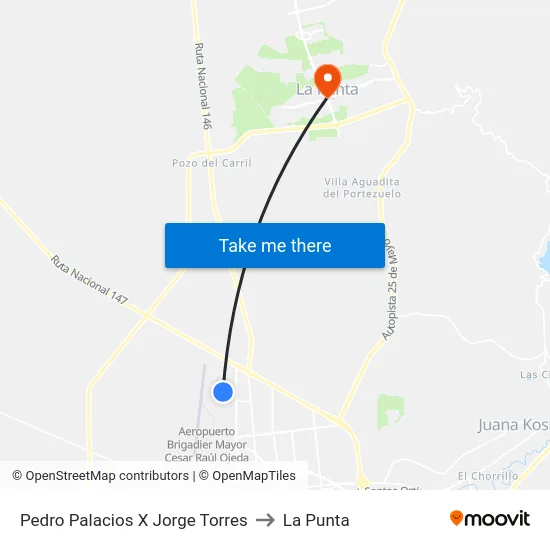 Pedro Palacios X Jorge Torres to La Punta map