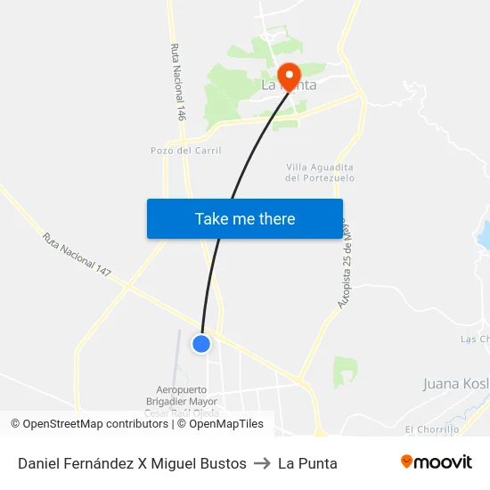 Daniel Fernández X Miguel Bustos to La Punta map