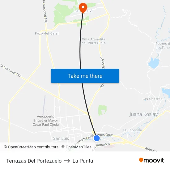 Terrazas Del Portezuelo to La Punta map
