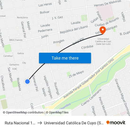 Ruta Nacional 146, 372 to Universidad Católica De Cuyo (Sede San Luis) map