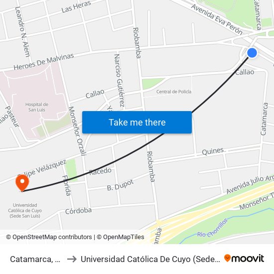 Catamarca, 1018 to Universidad Católica De Cuyo (Sede San Luis) map