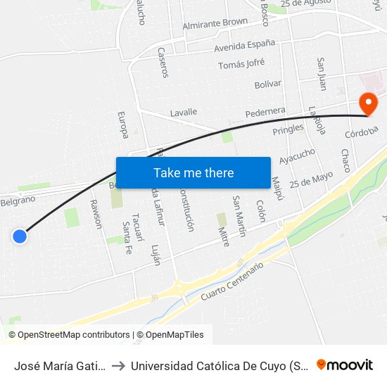 José María Gatica, 187 to Universidad Católica De Cuyo (Sede San Luis) map