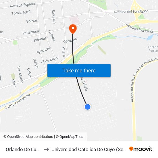 Orlando De Luca, 430 to Universidad Católica De Cuyo (Sede San Luis) map