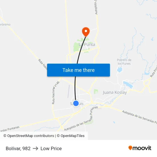 Bolívar X San Martín to Low Price map
