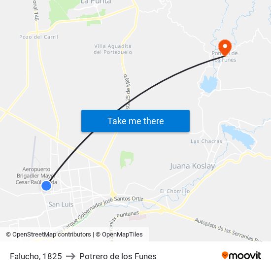Falucho, 1825 to Potrero de los Funes map