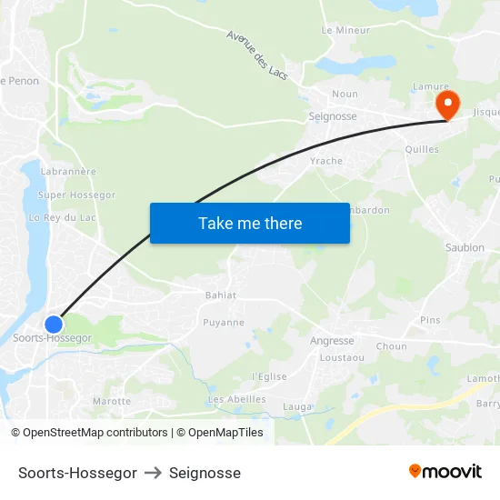 Soorts-Hossegor to Seignosse map