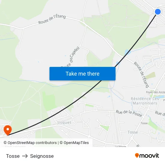 Tosse to Seignosse map