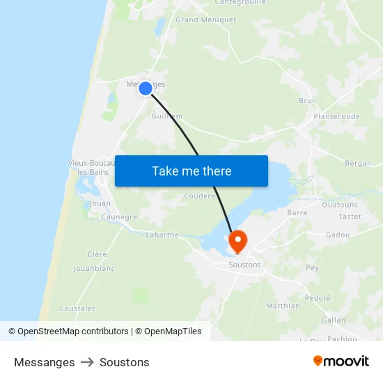 Messanges to Soustons map