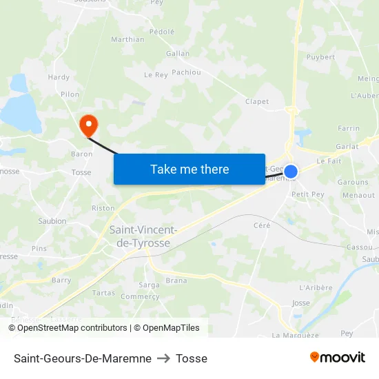 Saint-Geours-De-Maremne to Tosse map