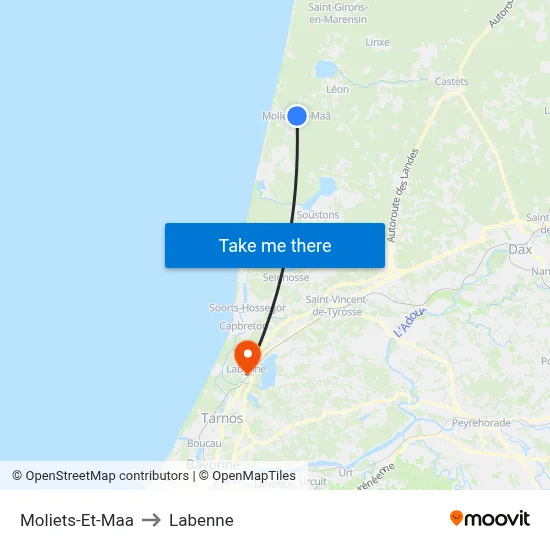 Moliets-Et-Maa to Labenne map