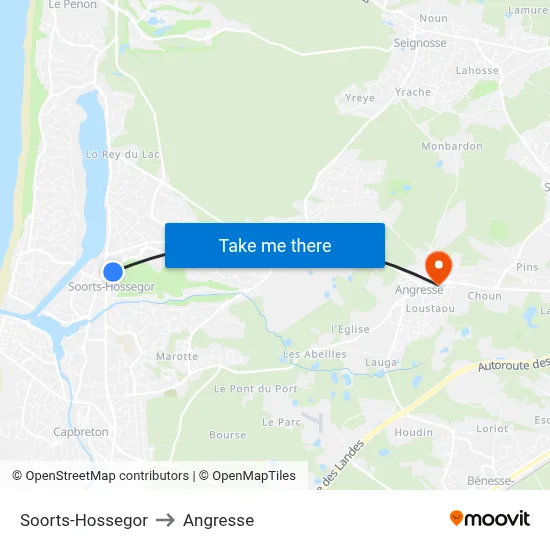 Soorts-Hossegor to Angresse map