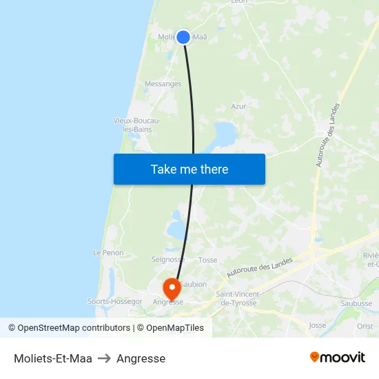 Moliets-Et-Maa to Angresse map