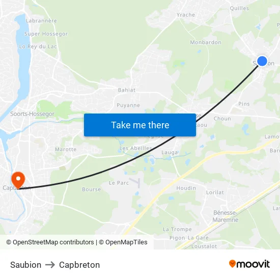 Saubion to Capbreton map