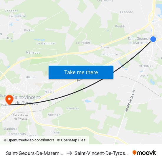 Saint-Geours-De-Maremne to Saint-Vincent-De-Tyrosse map