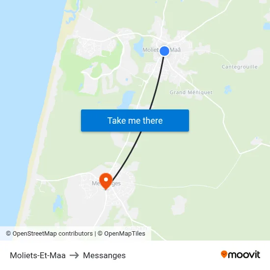 Moliets-Et-Maa to Messanges map