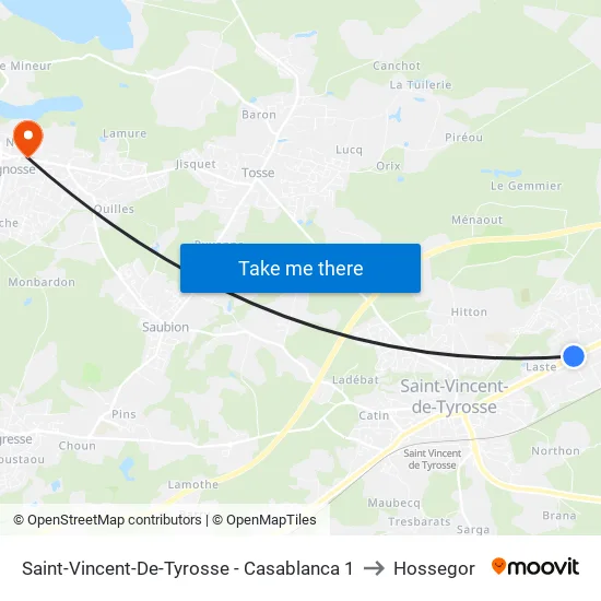 Saint-Vincent-De-Tyrosse - Casablanca 1 to Hossegor map