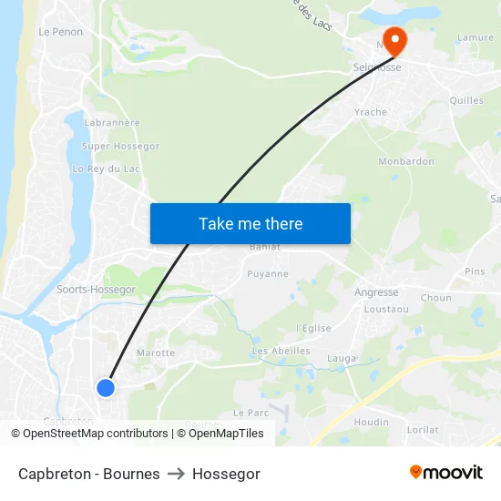 Capbreton - Bournes to Hossegor map