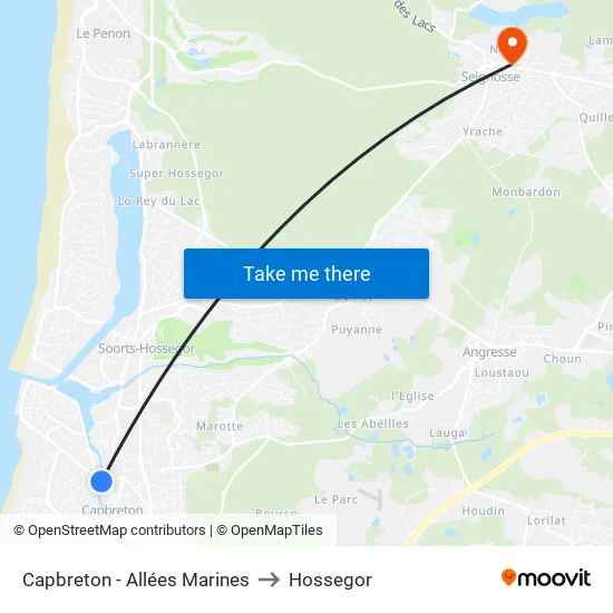 Capbreton - Allées Marines to Hossegor map
