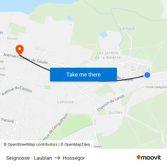 Seignosse - Laubian to Hossegor map
