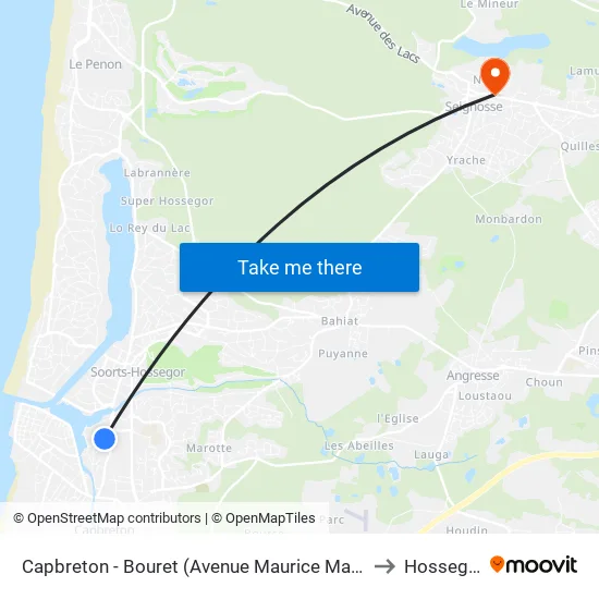 Capbreton - Bouret (Avenue Maurice Martin) to Hossegor map