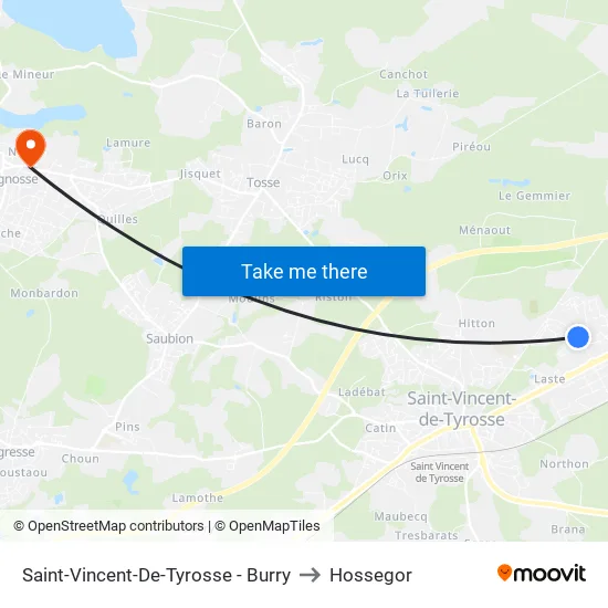 Saint-Vincent-De-Tyrosse - Burry to Hossegor map