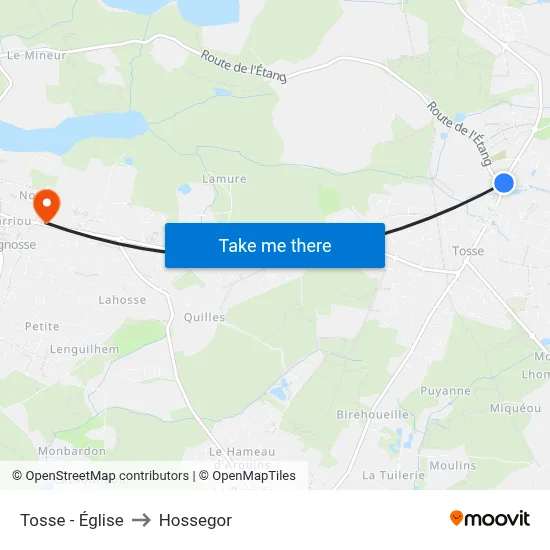 Tosse - Église to Hossegor map