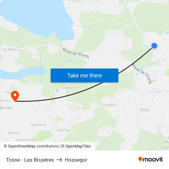 Tosse - Les Bruyères to Hossegor map