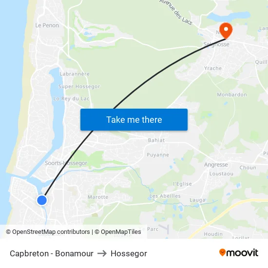 Capbreton - Bonamour to Hossegor map