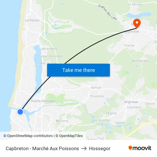 Capbreton - Marché Aux Poissons to Hossegor map