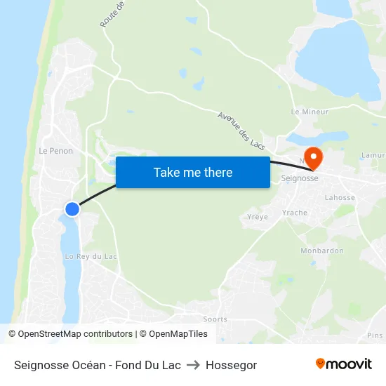 Seignosse Océan - Fond Du Lac to Hossegor map
