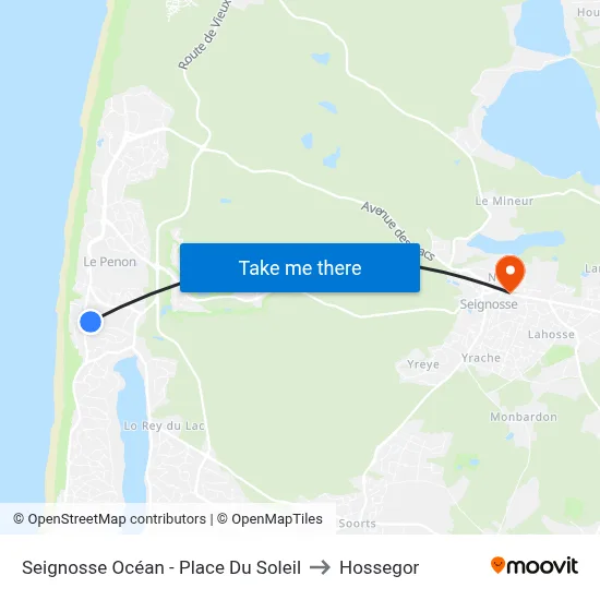 Seignosse Océan - Place Du Soleil to Hossegor map