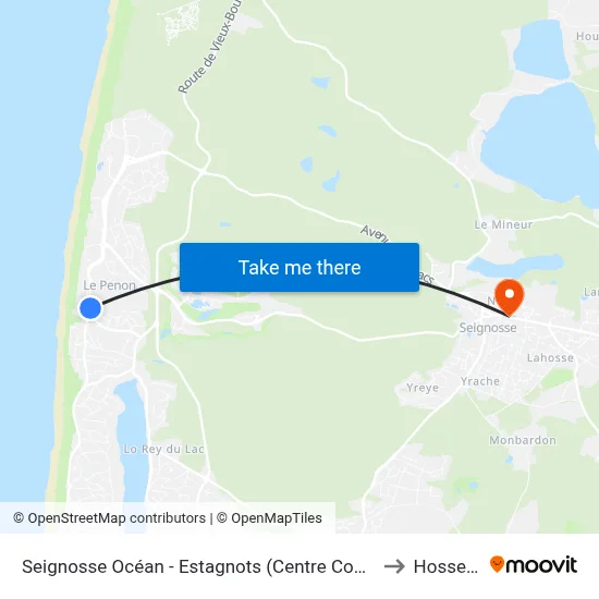 Seignosse Océan - Estagnots (Centre Commercial) to Hossegor map