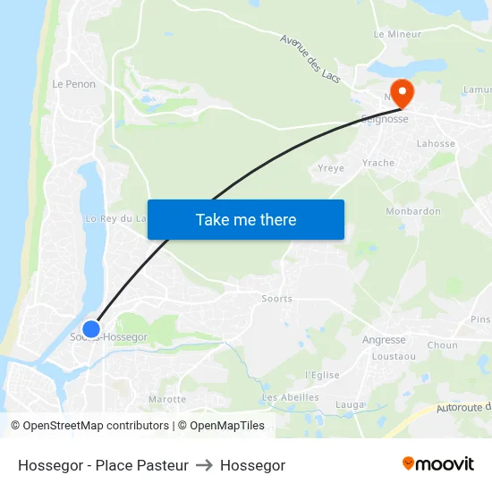 Hossegor - Place Pasteur to Hossegor map
