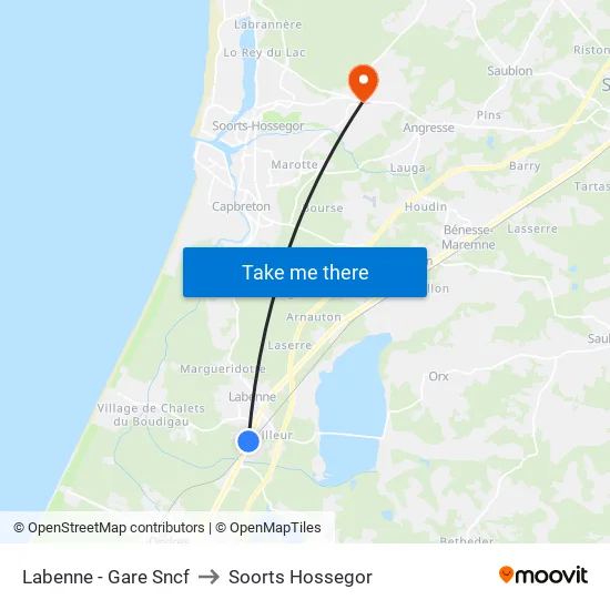 Labenne - Gare Sncf to Soorts Hossegor map