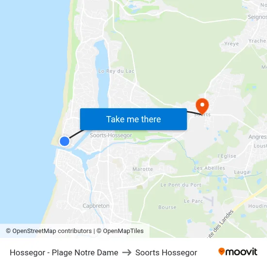Hossegor - Plage Notre Dame to Soorts Hossegor map