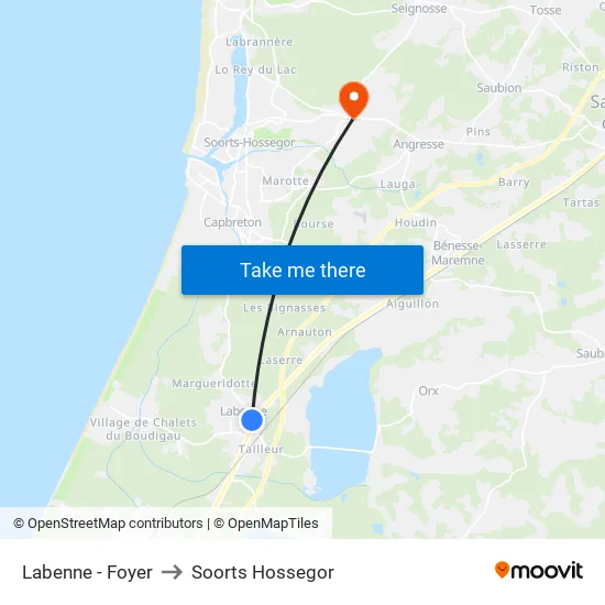 Labenne - Foyer to Soorts Hossegor map