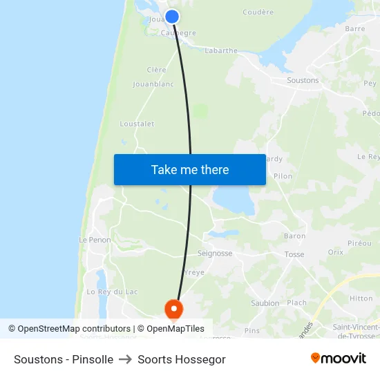 Soustons - Pinsolle to Soorts Hossegor map