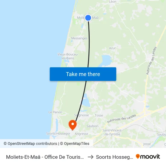 Moliets-Et-Maâ - Office De Tourisme to Soorts Hossegor map