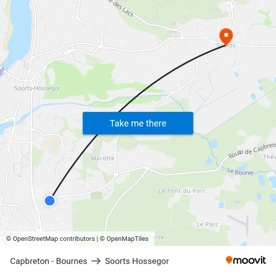 Capbreton - Bournes to Soorts Hossegor map